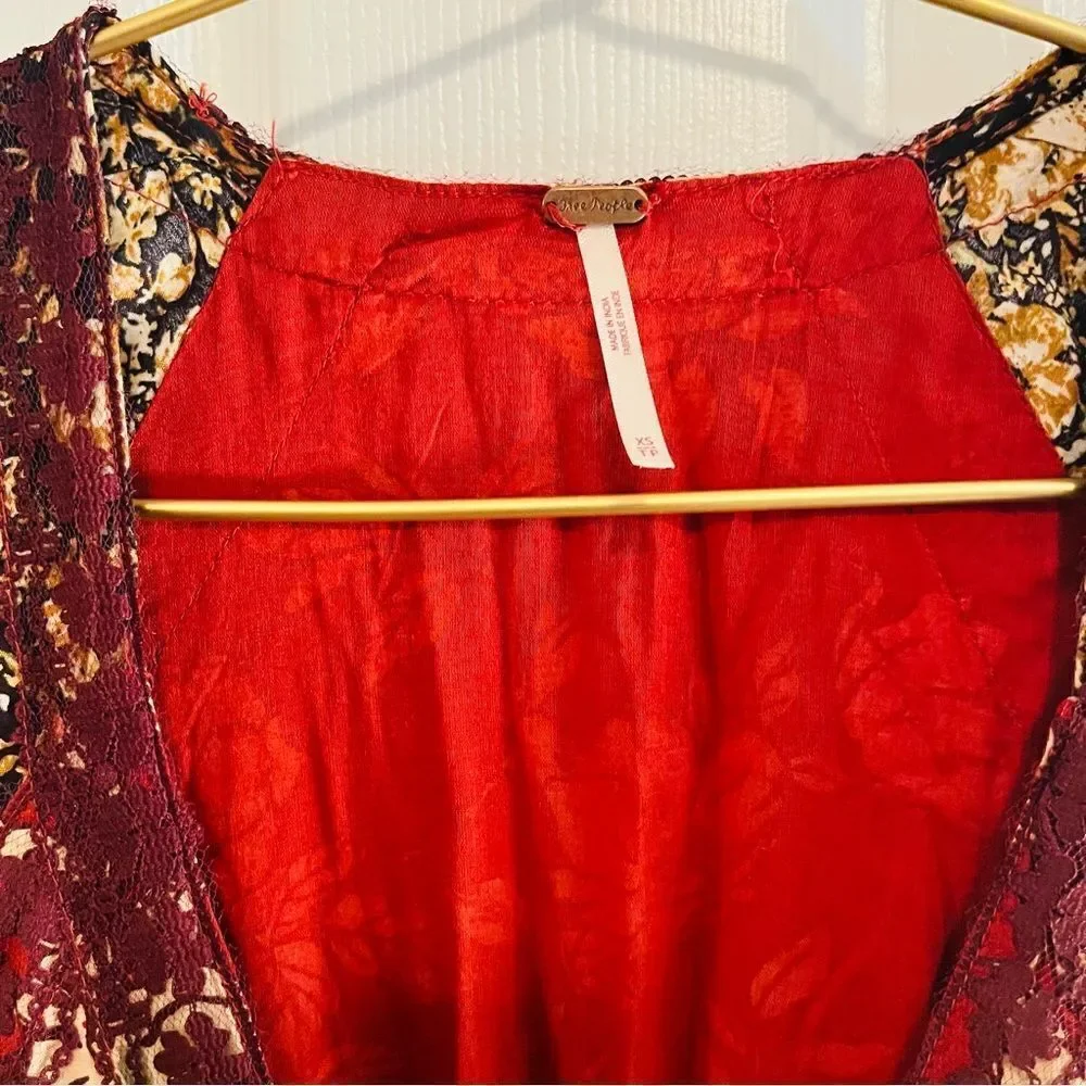 Free People Multicolor Floral Long Sleeve Dress NWOT
